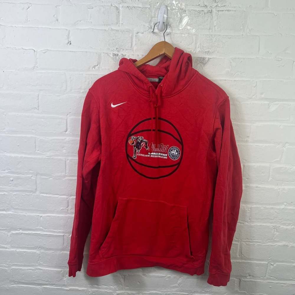 Nike Men's Drawstring Pullover Hoodie Sweatshirt Long Sleeve Red Size Large